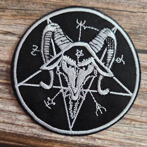 Satanic Ram Skull Gothic Occult Witch Goth Embroidered Iron on Patch